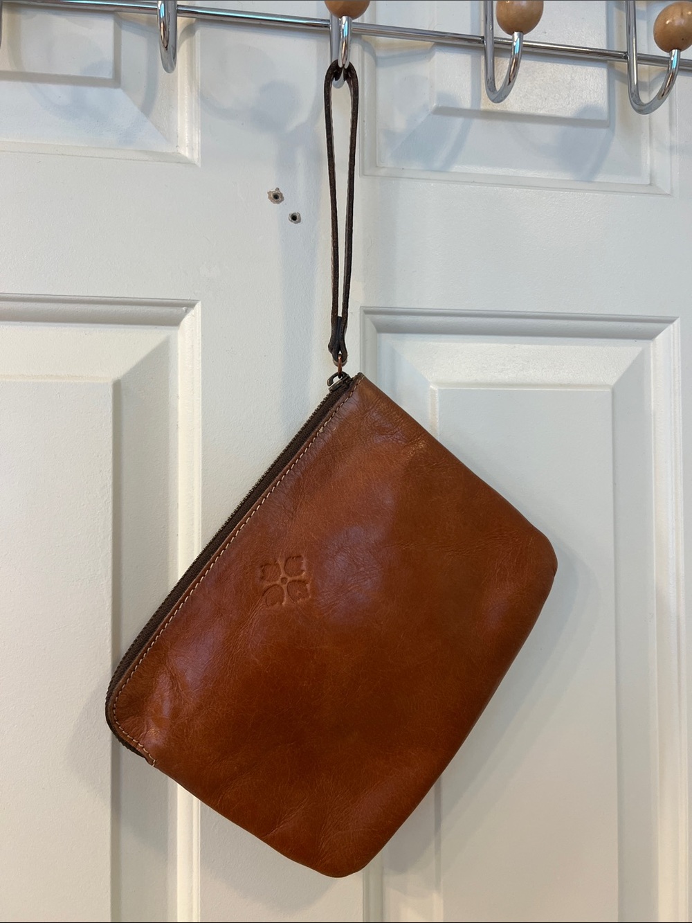 Patricia Nash Cognac Leather Wristlet Pouch
